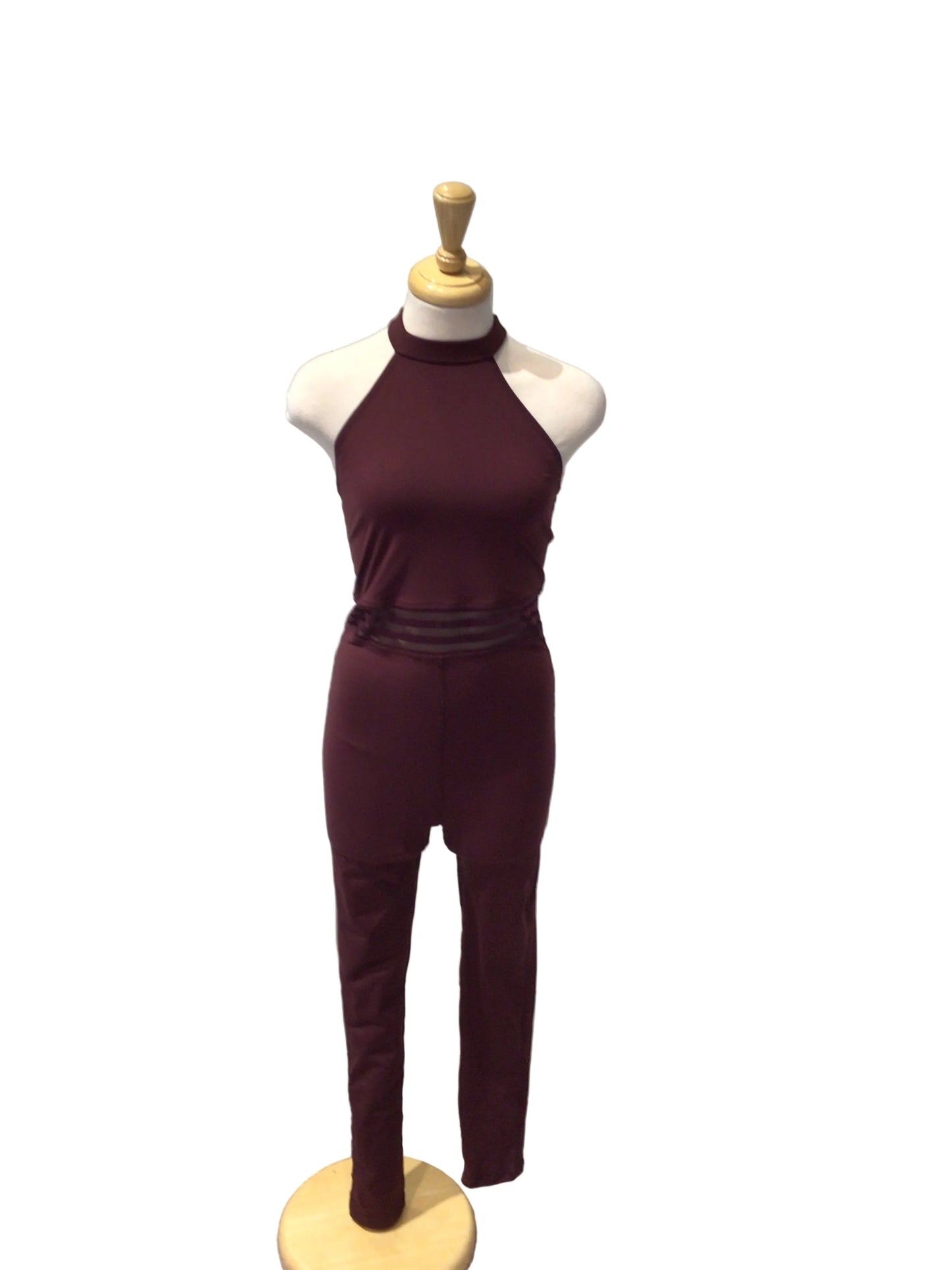 Purple Halter Unitard with Mesh