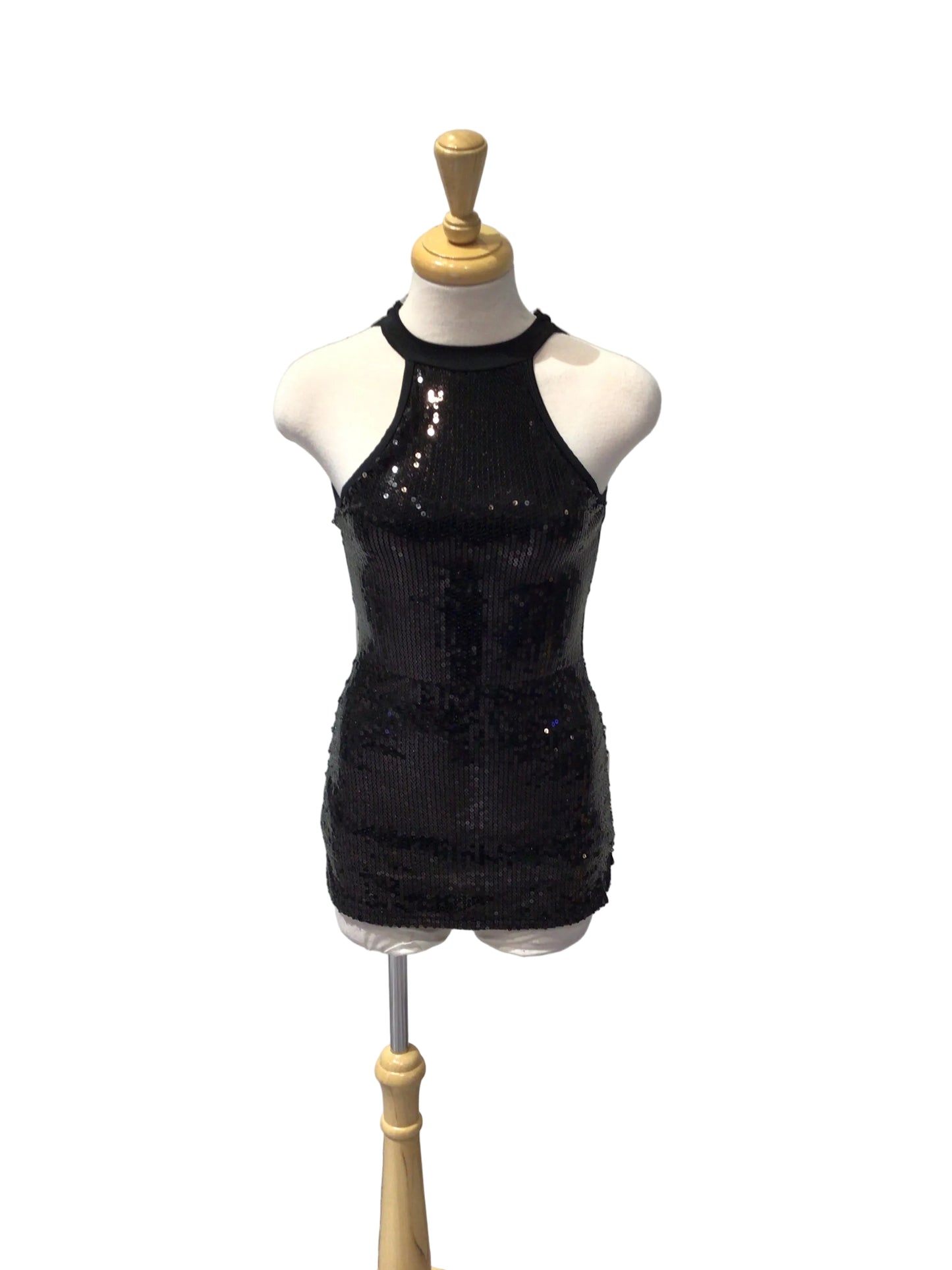 Black Sequin Halter Dress