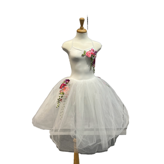 White Romantic Tutu with Flowers