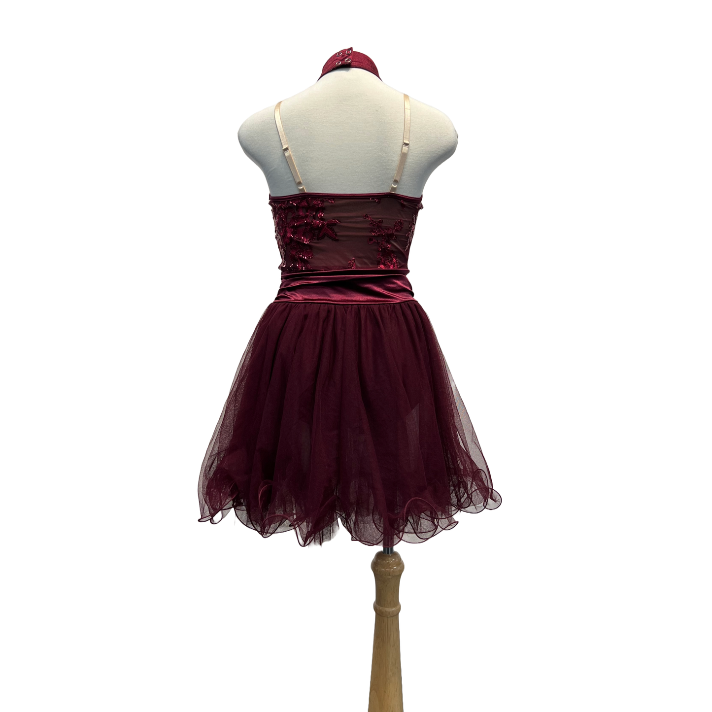Burgundy Sequin Tulle Dress