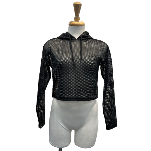 Mesh Black Short Hoodie