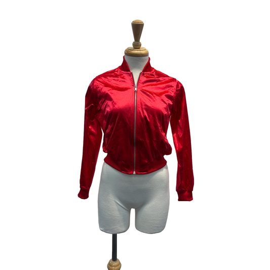 Red Satin Bomber Jacket