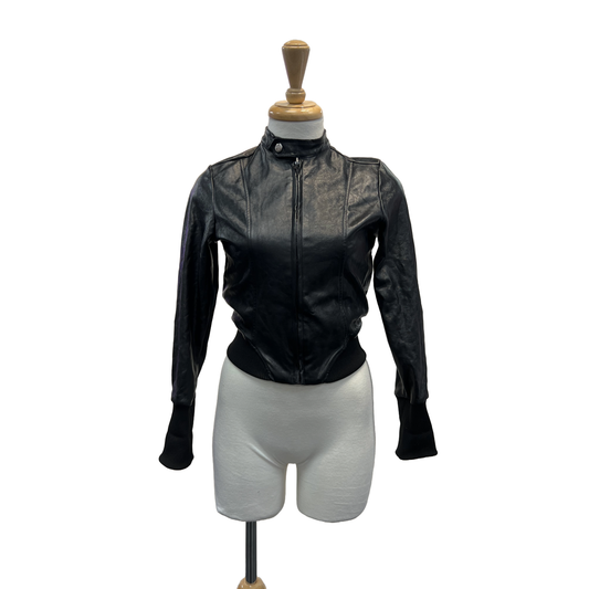 Black Pleather Bomber Jacket