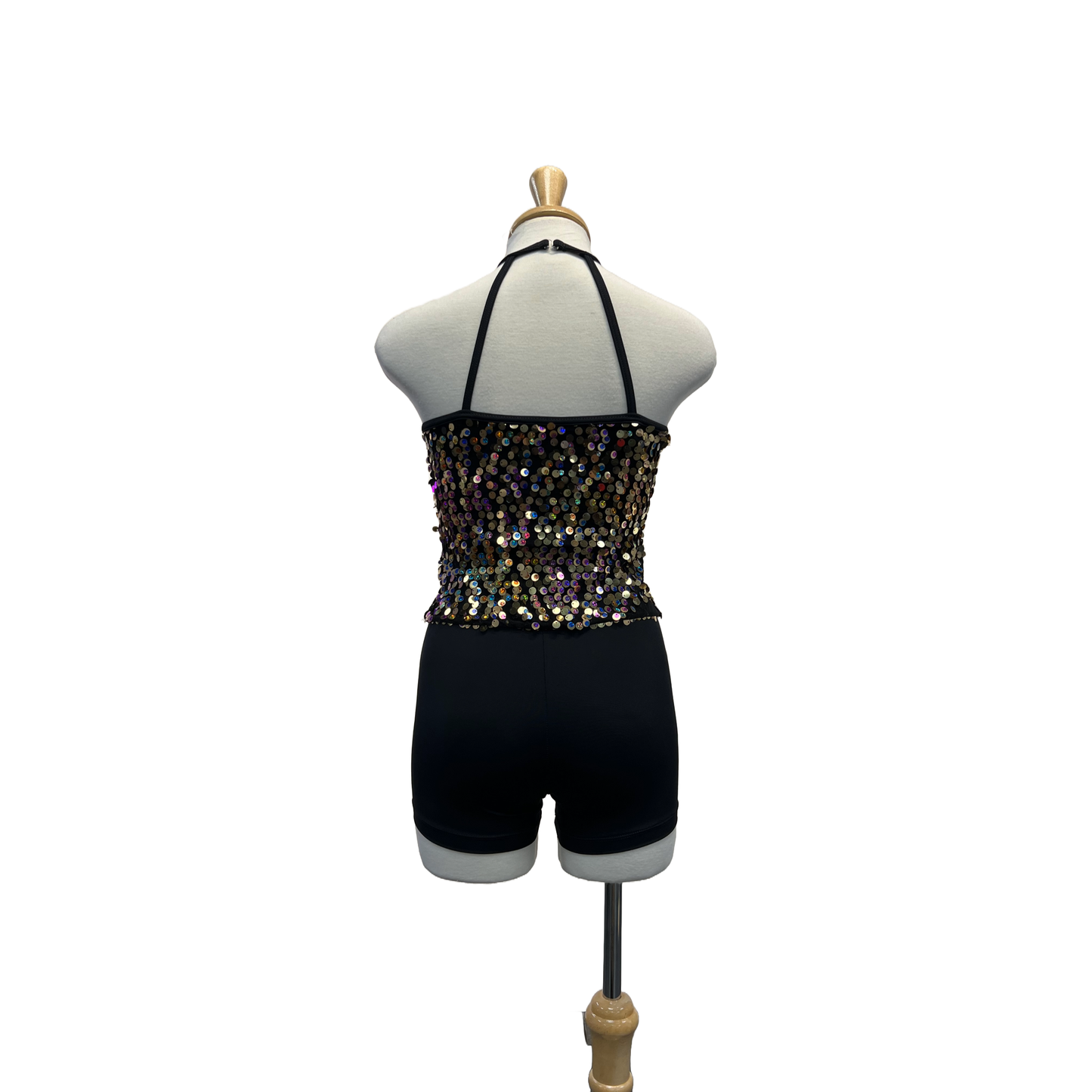 Gold Sequins Black Short Unitard