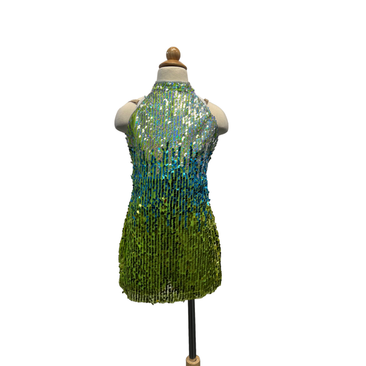 Halter Disco Sparkle Dress Blue and Green