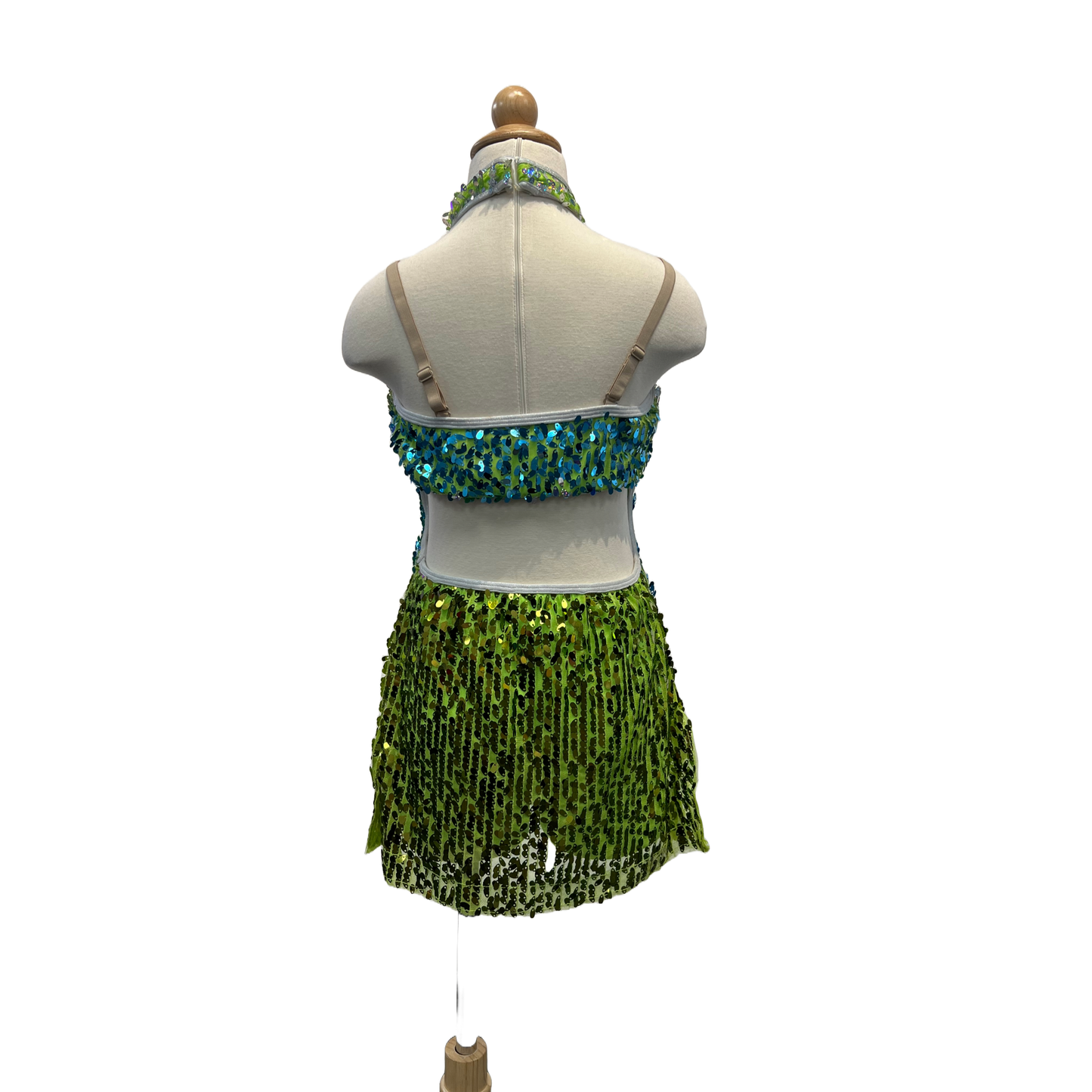 Disco Halter Dress Blue and Green