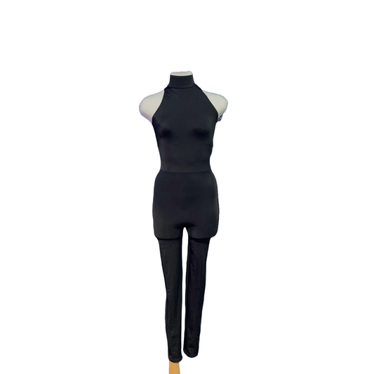 Black High Neck Halter Unitard