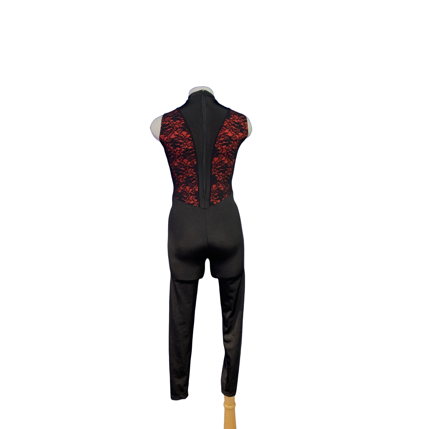 Black Unitard with Red Lace