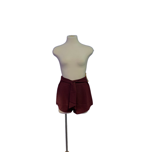 Plum Front Tie Shorts