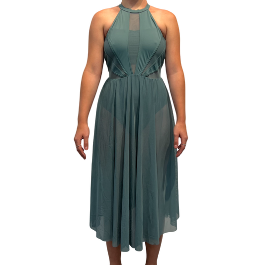 Dark Green Lyrical Dress with Mesh