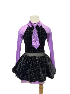 Long Purple Sleeve Black Sparkle Tutu