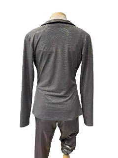 Silver Unitard and Matching Collared Button Up Cover Up