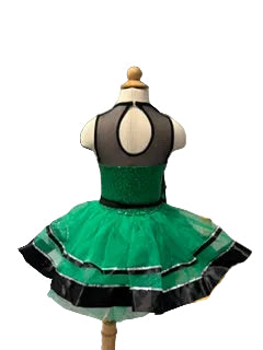 Green Sequin Dress with Black Detailing and Bow