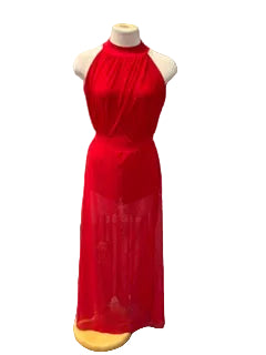 Red Holter Neck Mesh Costume