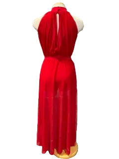Red Holter Neck Mesh Costume