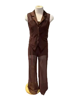 Brown Mesh Unitard with a Jacket