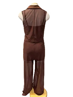 Brown Mesh Unitard with a Jacket