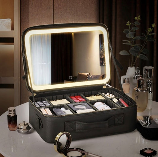 Kissed by Glitter Makeup Case - LED Mirror