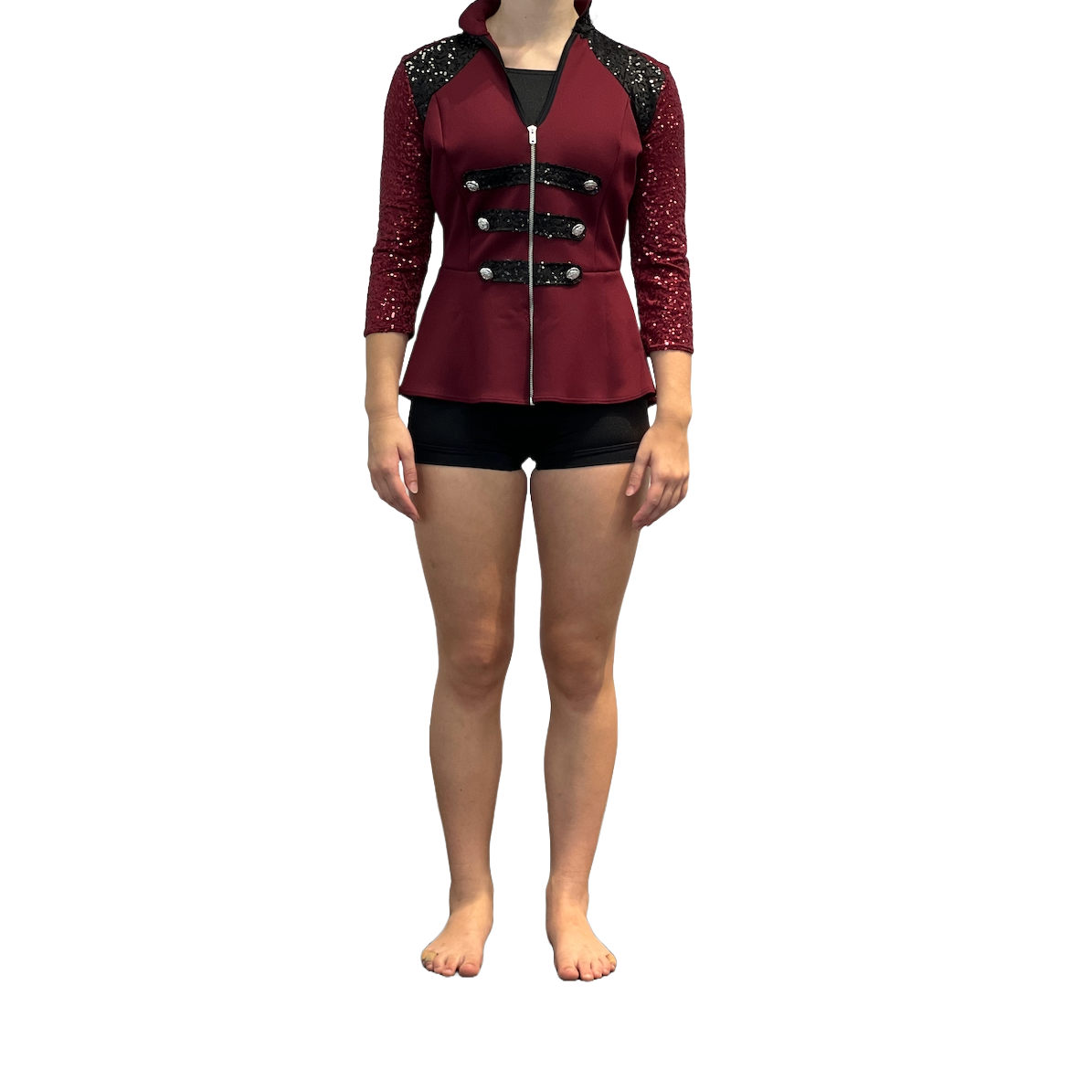 Maroon Peplum Jacket with Silver buttons