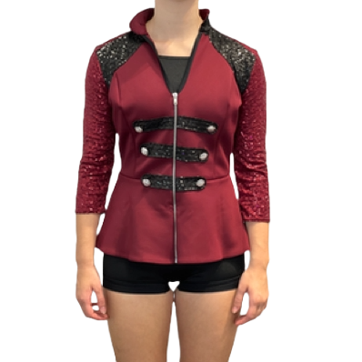 Maroon Peplum Jacket with Silver buttons