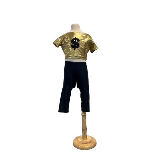 Gold money crop top and leggings