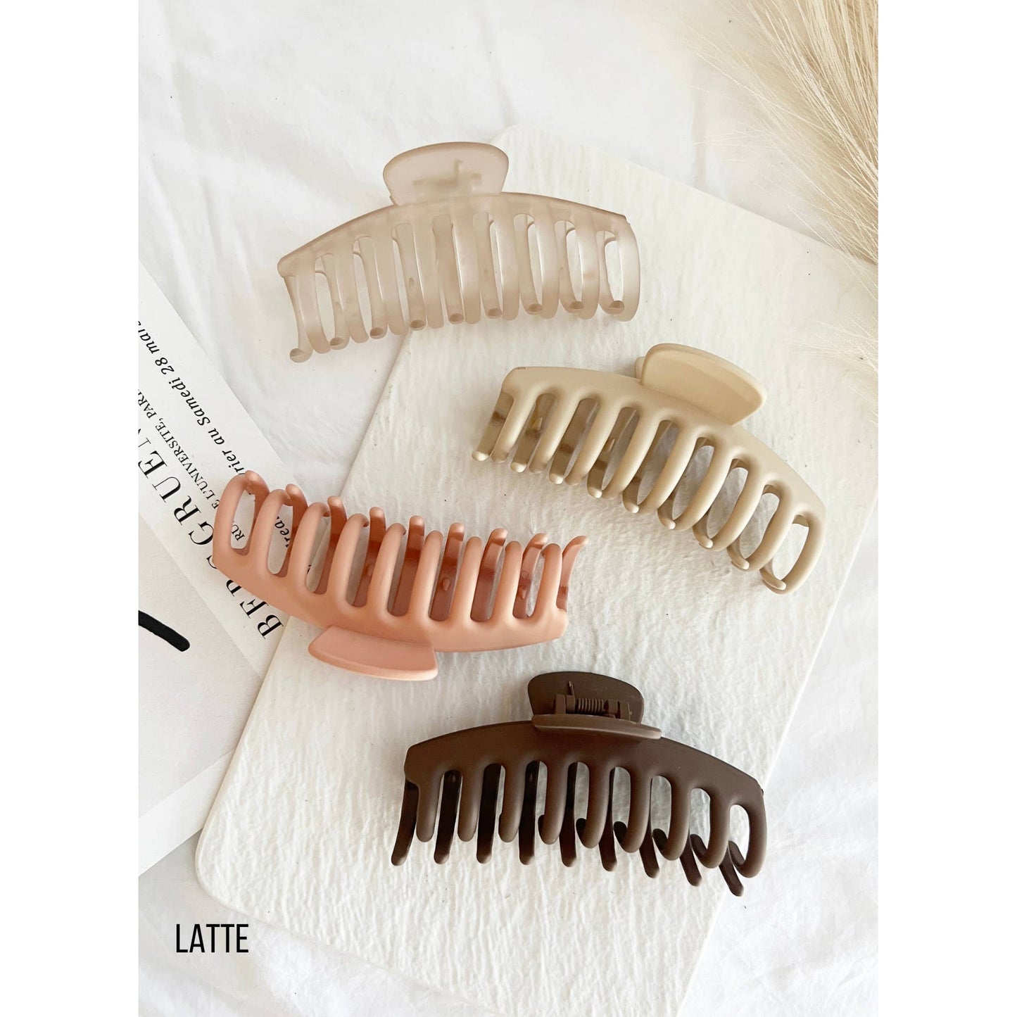 Matte Jumbo Hair Clips - BROOKE ASSORTED: LATTE / ONE SIZE