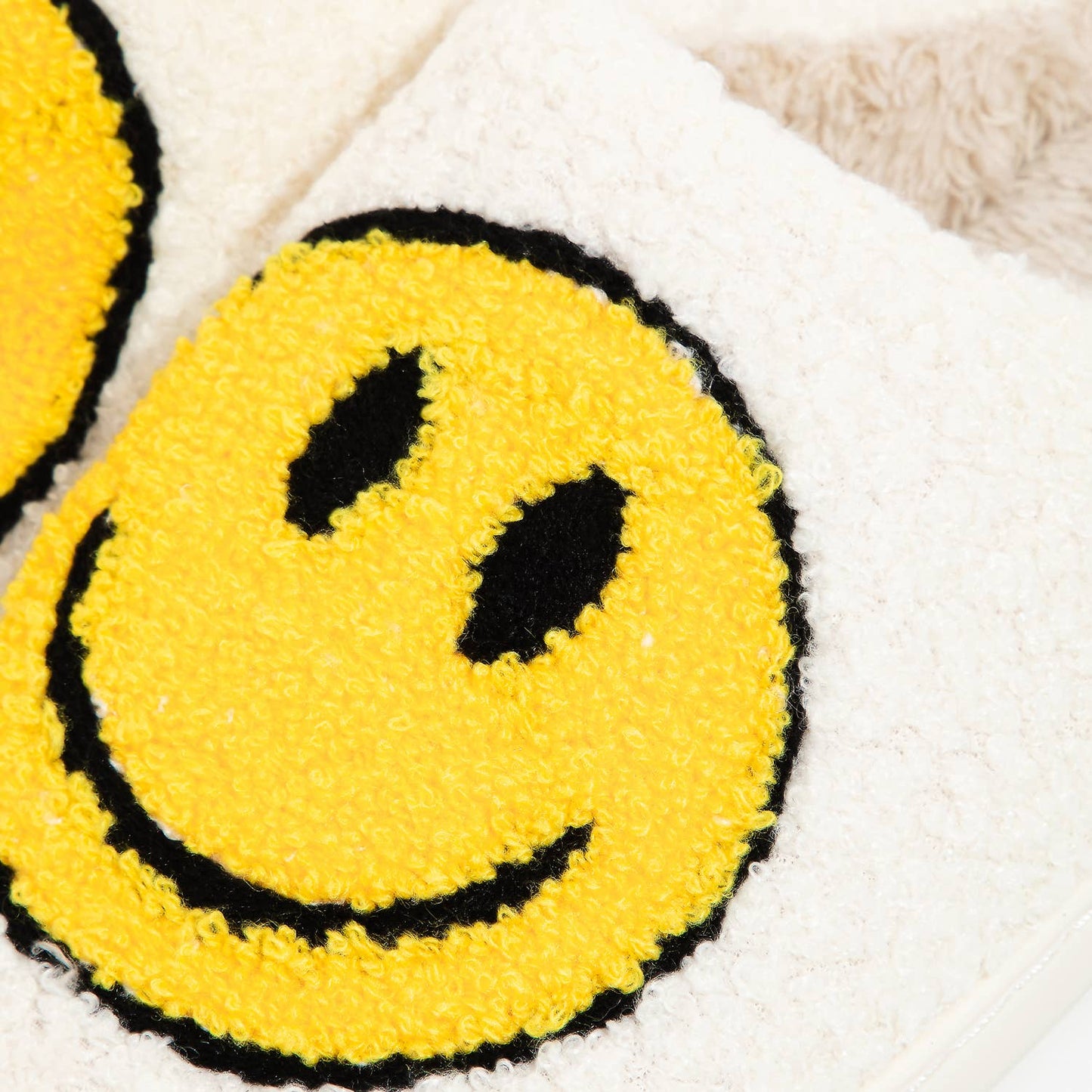 Happy Face Faux Fur Slippers: YEL