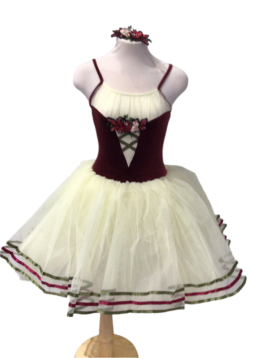 Burgundy Velvet and Light Cream Romantic Tutu
