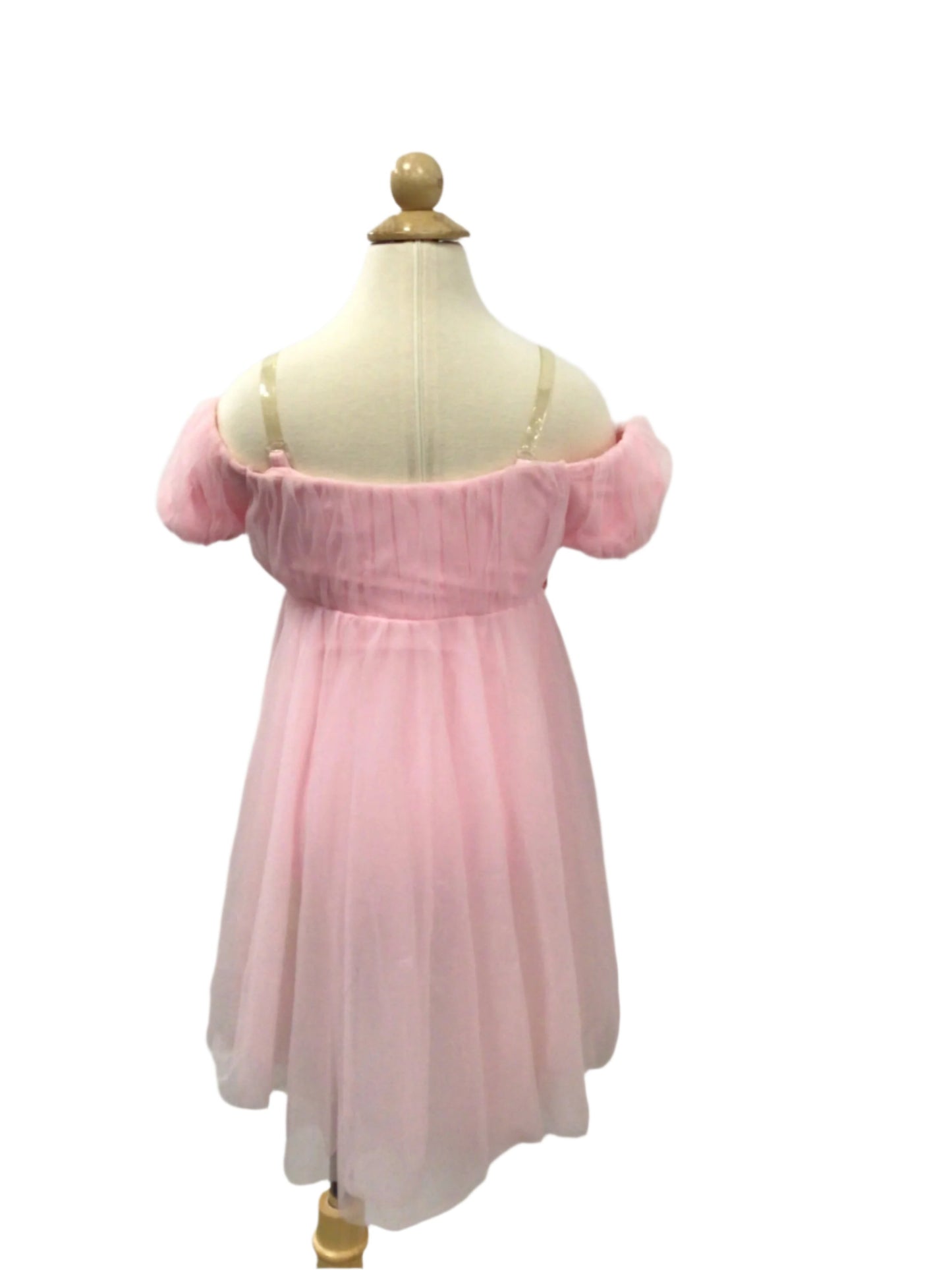 Pink Off the Shoulder  Empire Waist Dress