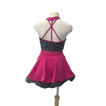 Hot Pink Dress with Rainbow Sequins