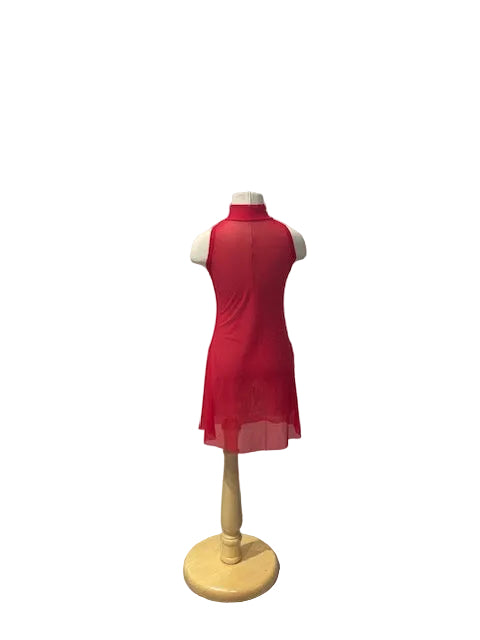 Red Mesh Sleeveless Dress