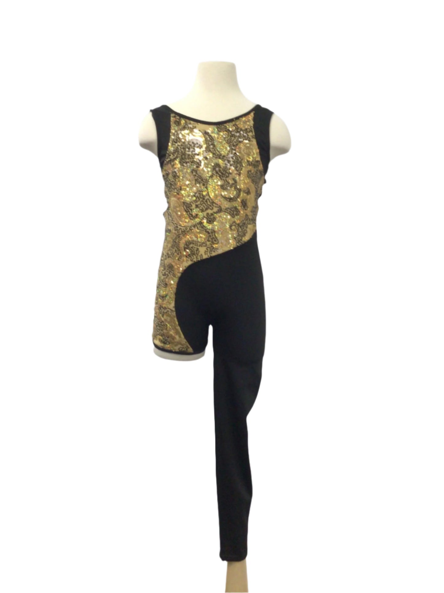 Gold and Black One Leg Unitard