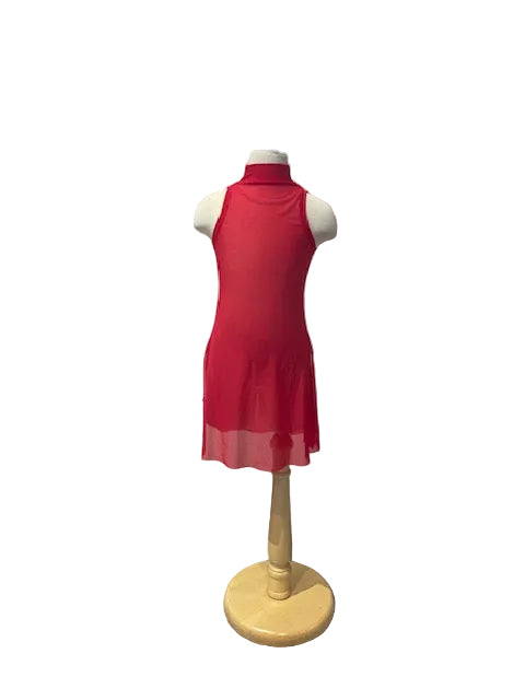 Red Mesh Sleeveless Dress