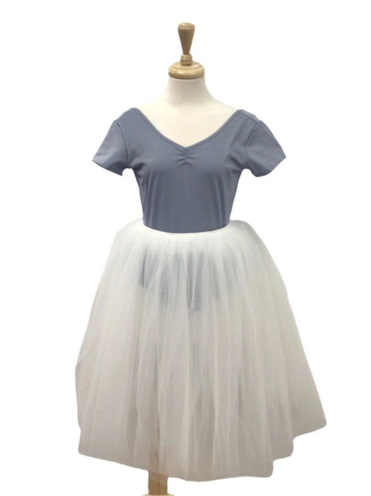 Pale Blue Cap Sleeve Bodysuit with White Romantic Tutu