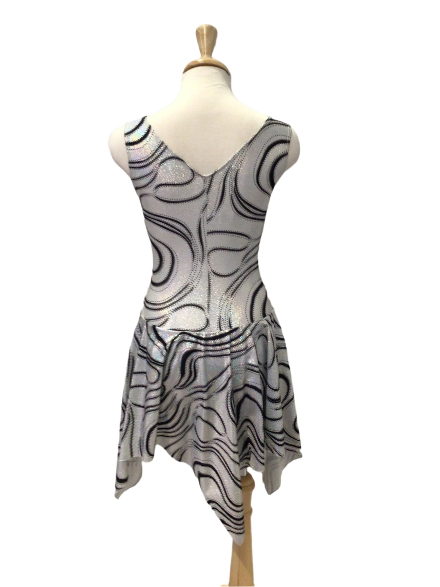 Silver and Black Dress with Uneven Hem