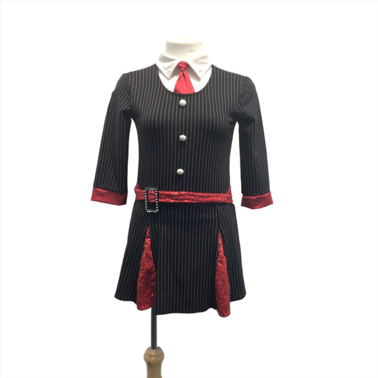 Red and Black Pinstripe Dress