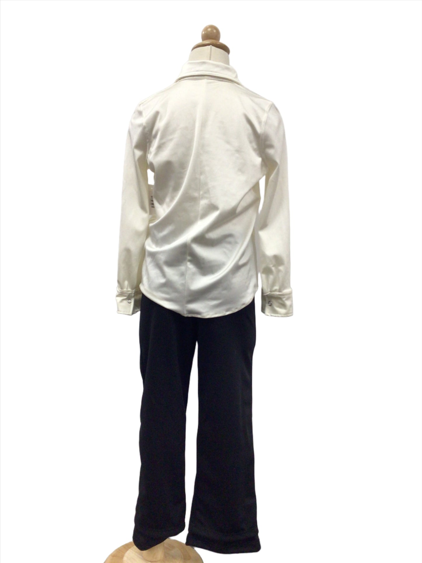 Cream Button Shirt with Black Pants