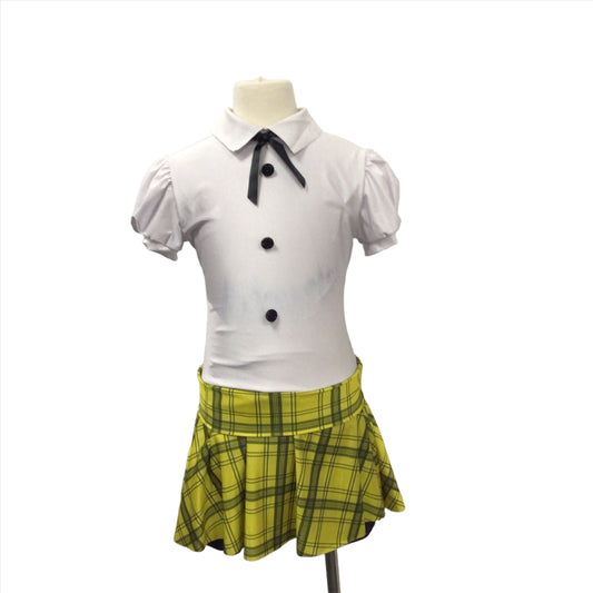 White Black and Yellow Plaid Biketard