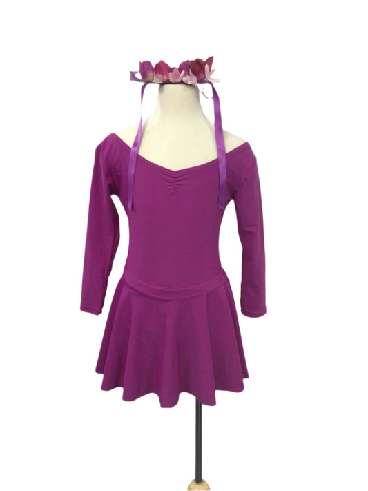 Purple Long Sleeve Bodysuit and Skirt