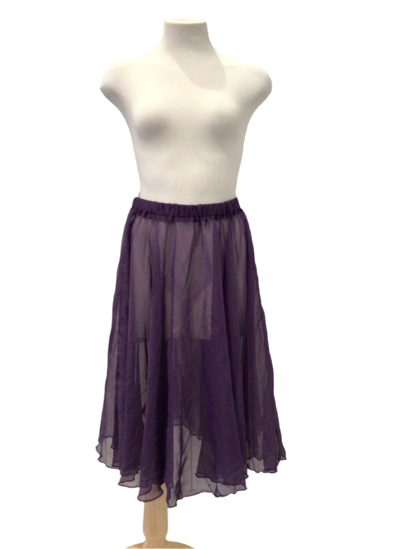 Purple Mid Length Chiffon Skirt