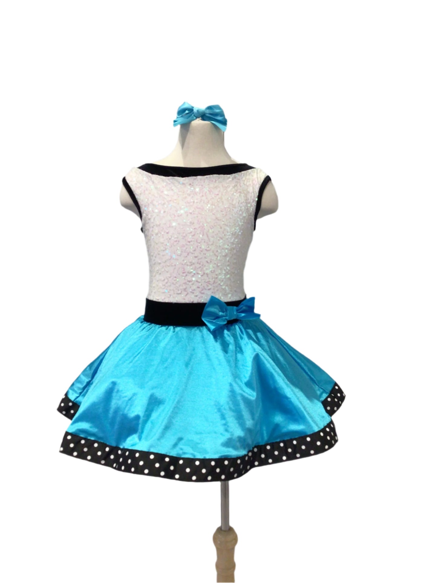 Blue Satin and White Sparkle Jazz Dress