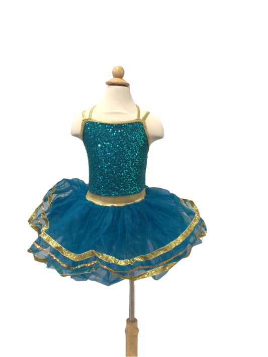 Blue Teal and Gold Tutu