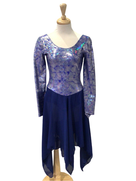 Blue and Silver Long Sleeve Dress