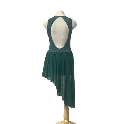 Asymmetric Dark Green Bodysuit and Half Skirt