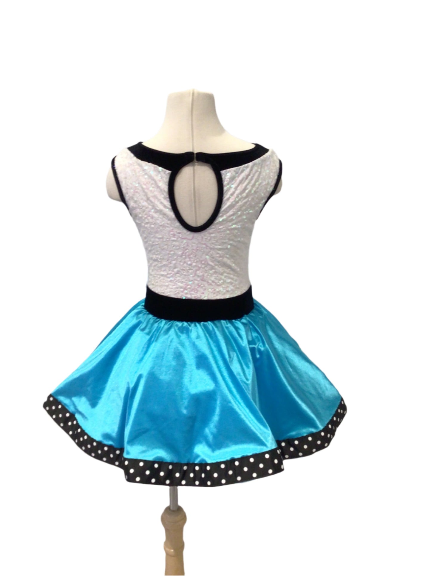 Blue Satin and White Sparkle Jazz Dress