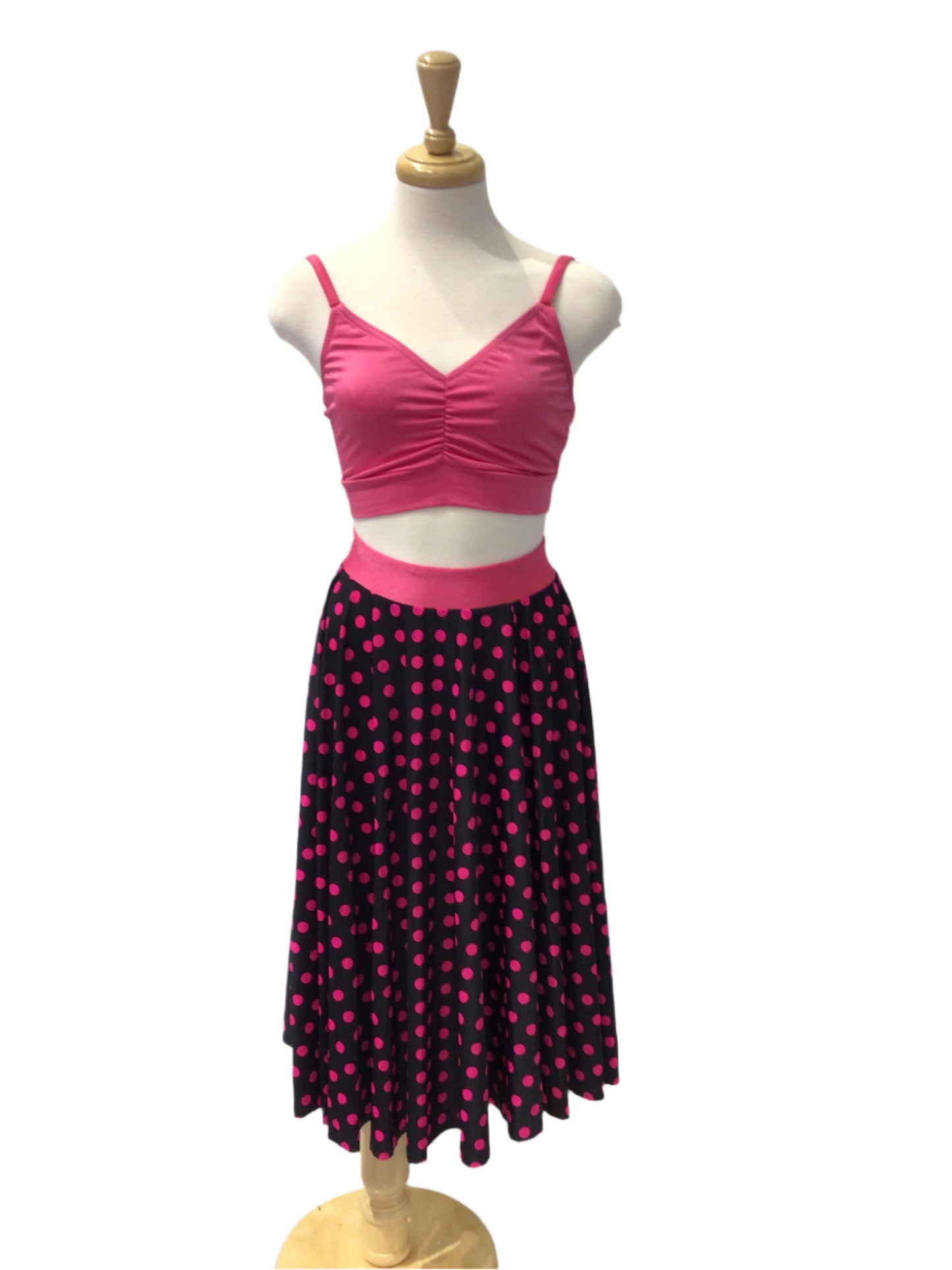 Pink Polka Dot Skirt with Sport Top