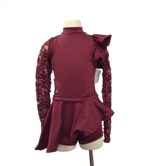 Maroon Long Sleeve Biketard