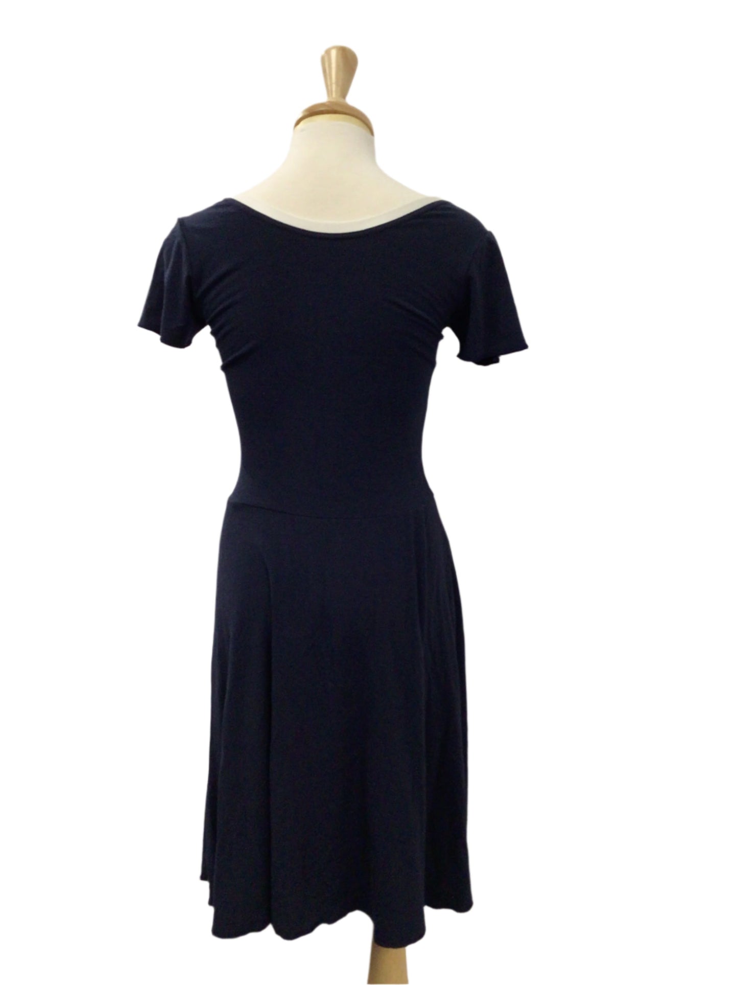 Navy Blue Short Sleeve Long Dress