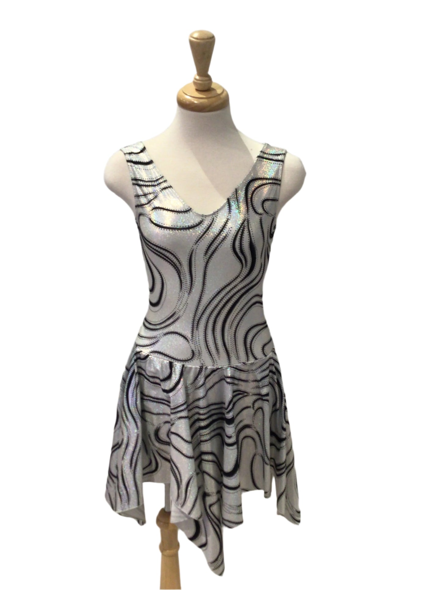 Silver and Black Dress with Uneven Hem