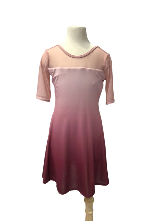 Pink and Burgundy Ombre Short Sleeve Dress